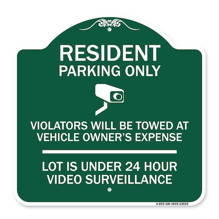 Reserved Parking Resident Parking Only Violators Will Be Towed At Owners Expense Lot Aluminum Sign